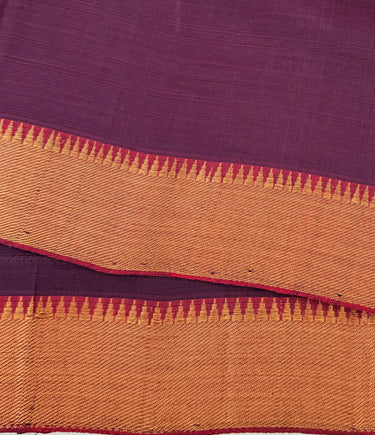 Handwoven Mangalgiri Cotton Saree | Deep Purple | Gold Zari | Ships from California
